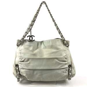 CHANEL Double Chain CC Coco Mark Logo Charm Bag Tote Shoulder Leather Men's W...
